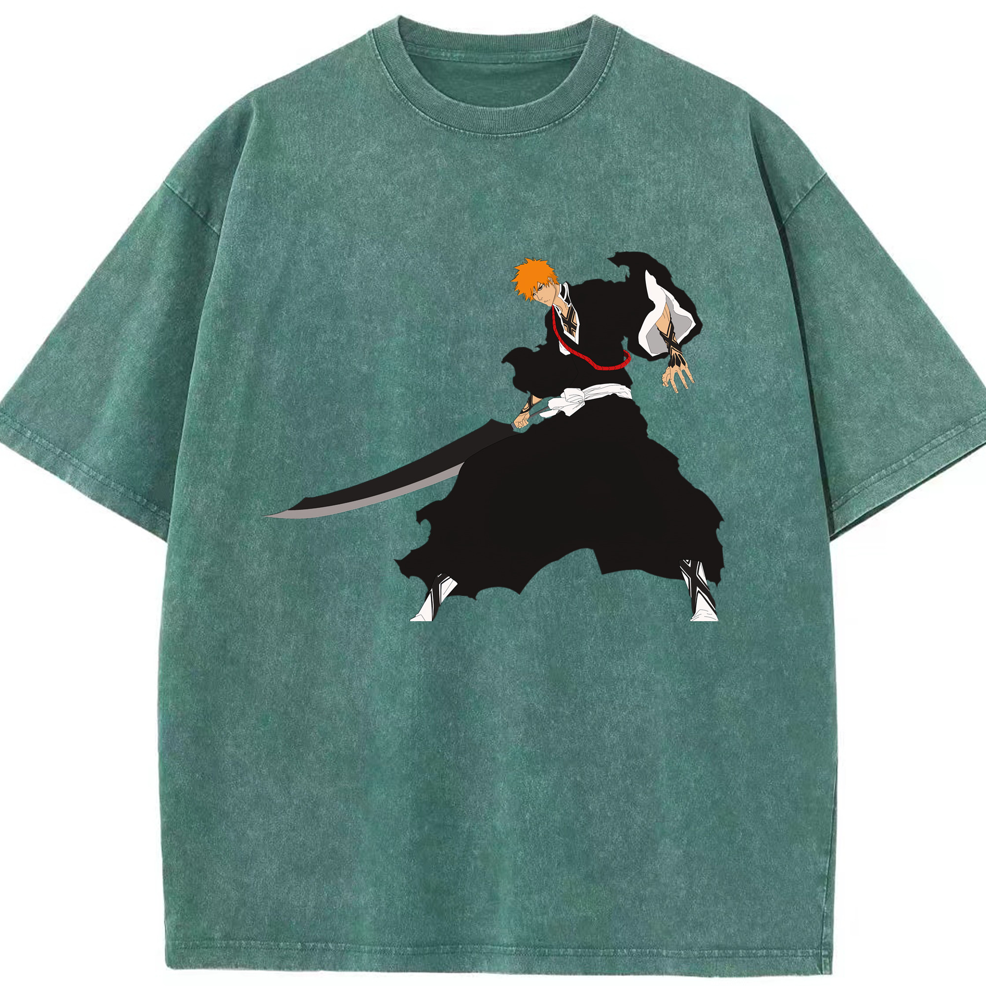 （画像用） ブリーチ 黒崎一護（くろさき いちご）BLEACH Kurosaki Ichigo 綿100% ヴィンテージ風 半袖Tシャツ（フロントプリント）